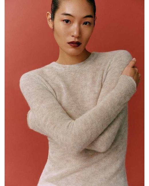 Reformation Orange Alice Sheer Alpaca Crew Sweater