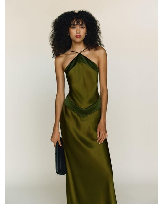 green silk dress australia Begonia Sleeveless Silk Maxi Dress in Green