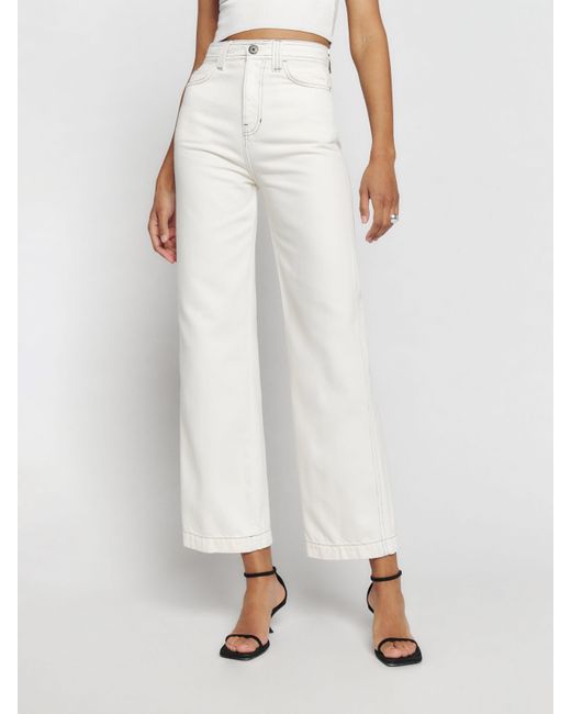 Reformation White Wilder High Rise Wide Leg Cropped Jeans