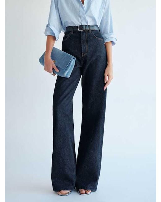 Reformation White Cary High Rise Slouchy Wide Leg Jeans Denim