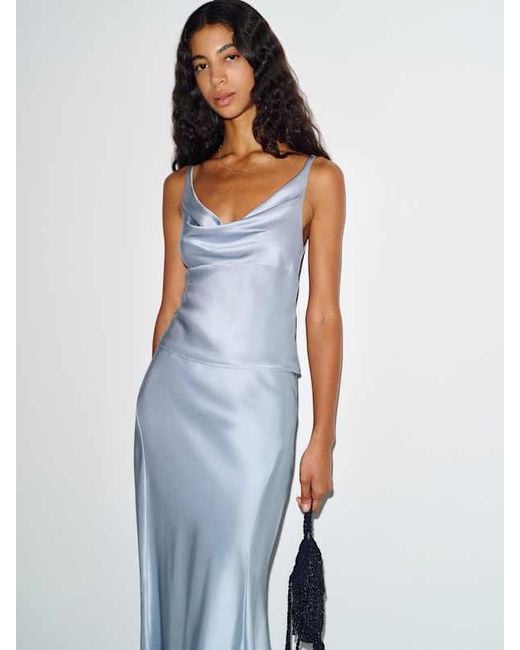 Reformation Blue Olivine Silk Two Piece Cloud