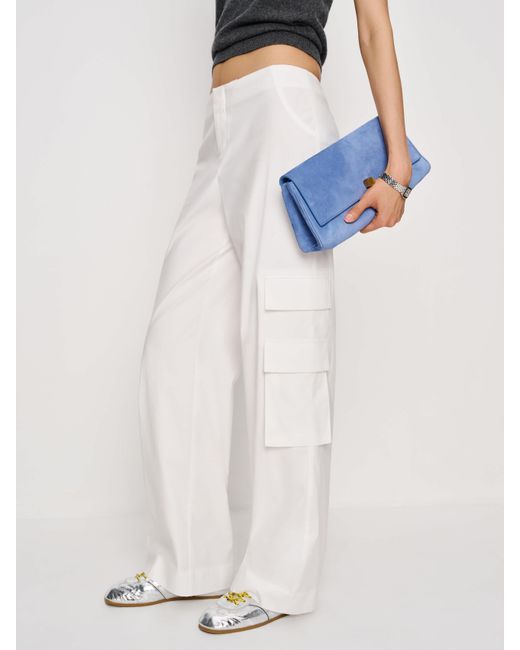 Reformation White Vida Poplin Low Rise Cargo Pant