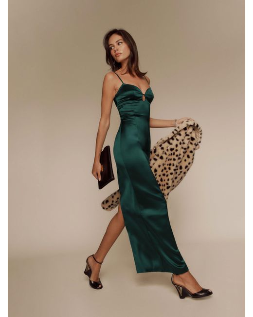 chinese dress ladies Baltic Born Womens Agnes Satin Maxi Dress | Juniper Green main image 0