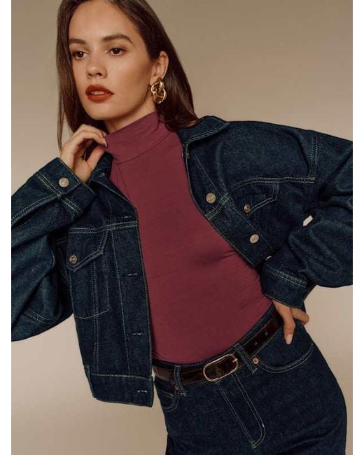 Reformation Blue Jori Cropped Denim Jacket