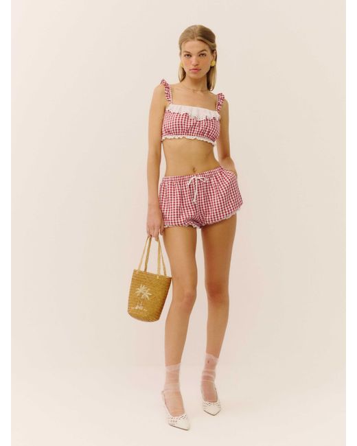 Reformation Pink Betsy Short Gingham