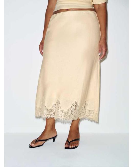 Reformation Natural Carolina Linen Skirt Es