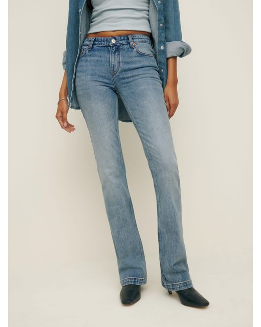 Reformation Blue Rayna Low Rise Bootcut Jeans