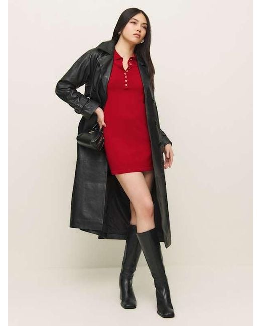 Reformation Red Luell Regenerative Merino Polo Mini Dress