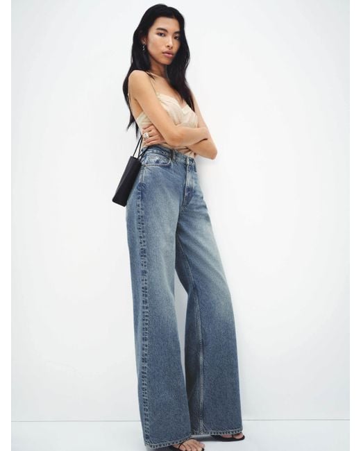 Reformation Women's Blue Cary High Rise Slouchy Wide Leg Jeans
