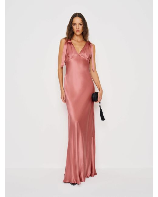 pernille silk dress pink Reformation Pernille Silk Dress in Pink