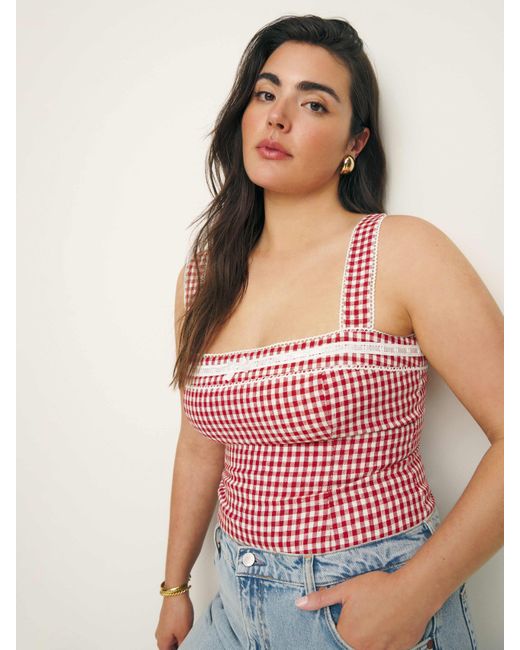 Reformation Red Eloise Linen Top