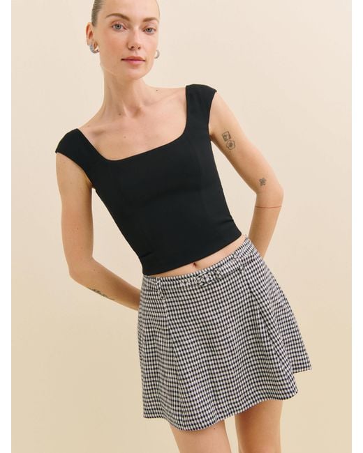 Reformation Black Rory Linen Skirt
