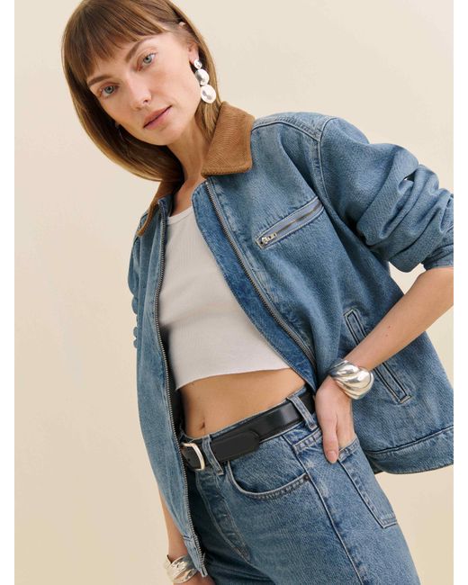 Reformation Blue Harrison Utility Jacket