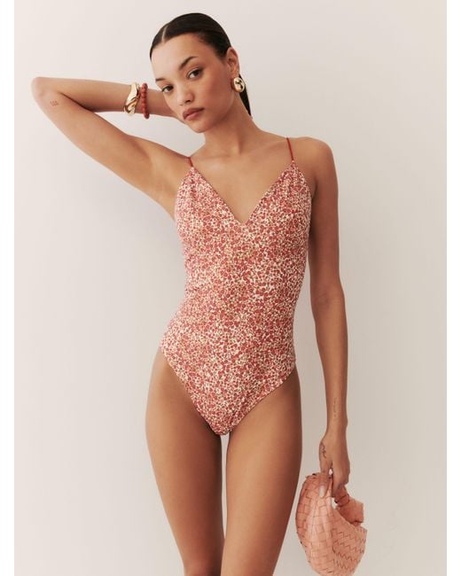 Reformation Pink Rio One Piece Swimsuit