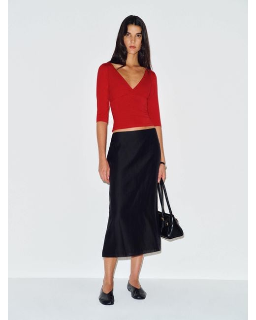 Reformation Red Aylani Knit Top