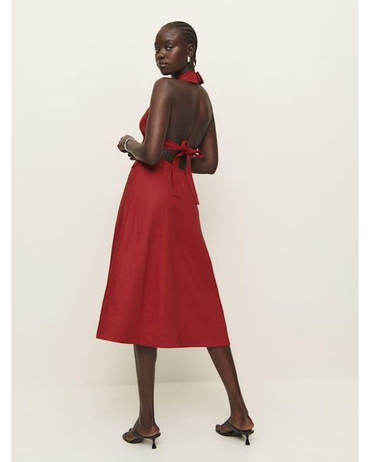 Reformation Masha Linen Dress 6 in Red | Lyst