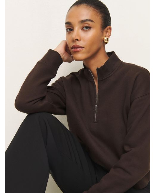 Reformation Black Maddie Zip Sweatshirt