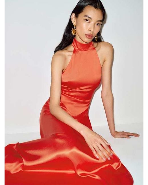 Reformation Red Katelyn Silk Dress 0