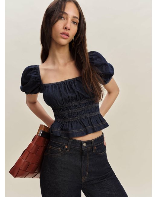 Reformation Black Aliya Denim Top