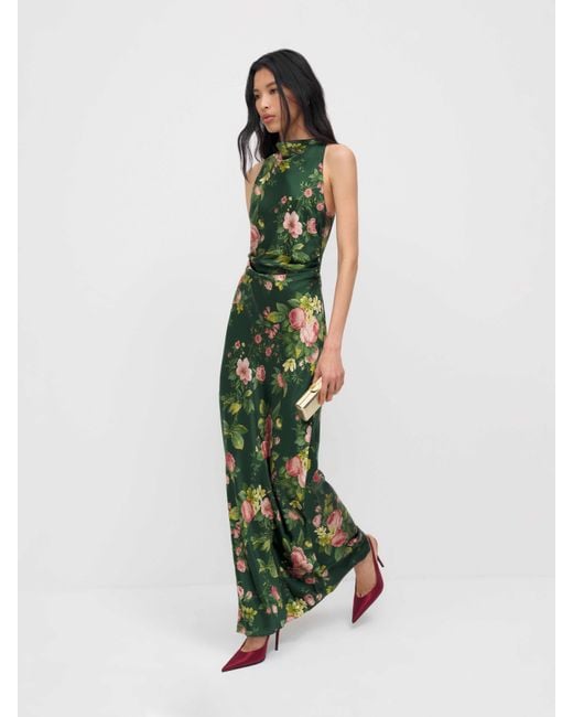 Reformation Green Anaiis Silk Dress
