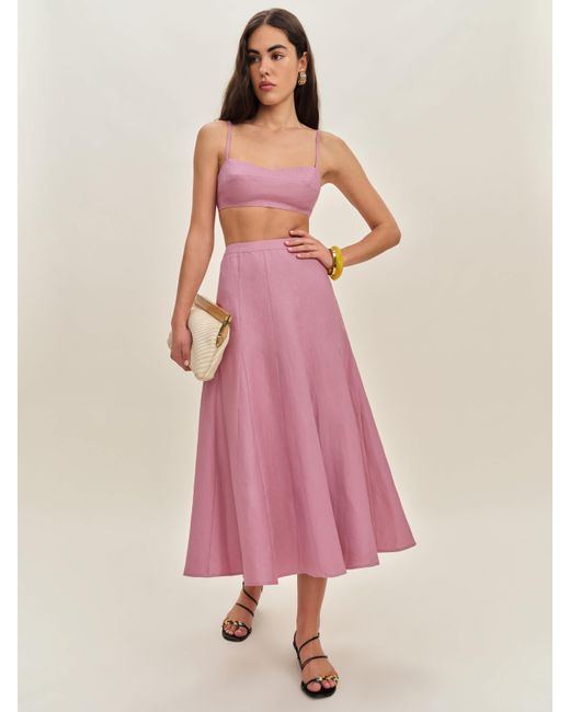 Reformation Pink Jori Linen Two Piece