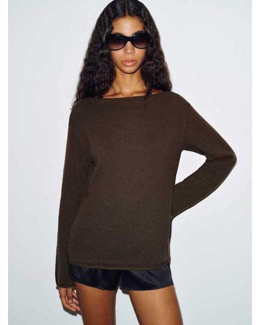 Reformation Brown Marine Linen Cotton Sweater