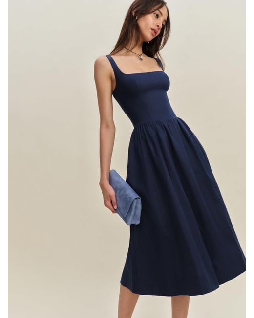 Reformation Blue Janu Linen Dress 0