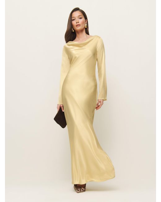 Reformation Natural Ciana Satin Dress