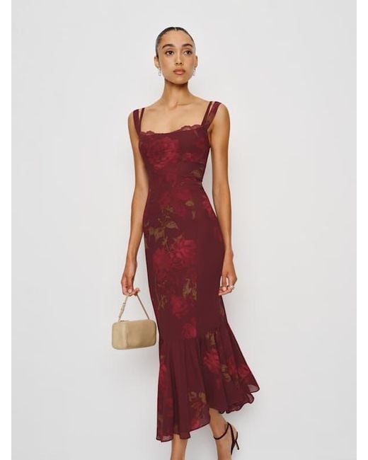 Reformation Red Irisa Dress Lace 2