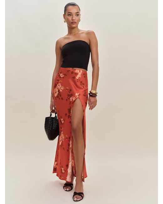 Reformation Multicolor Layla Satin Skirt With Slit