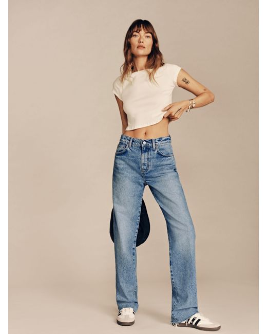 Reformation Blue Val 90s Mid Rise Straight Jeans