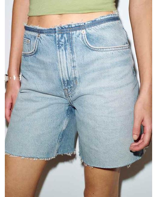 Reformation Blue Raye Mid Rise 6" Jean Shorts Denim
