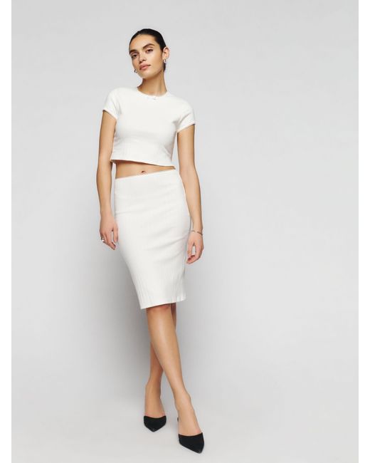 Reformation White Goldie Knit Two Piece
