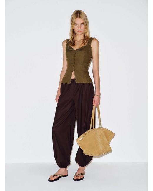 Reformation Green Viola Linen Top 0