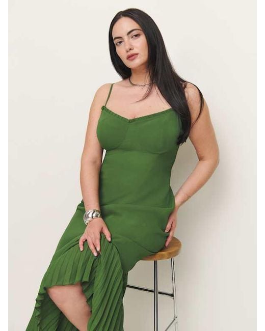 Reformation Green Aiko Dress Es