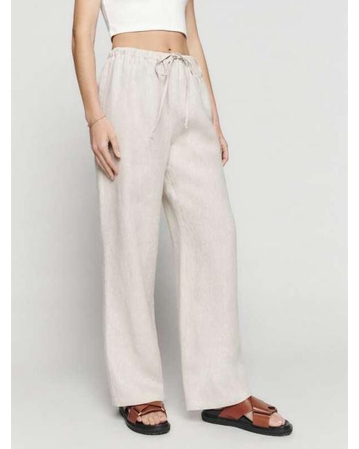 Reformation White Olina Linen Pant