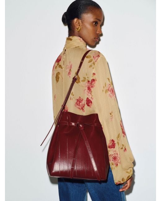 Reformation Red Beatrice Bucket Tote