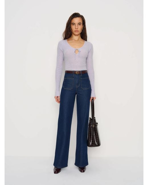Reformation Blue Aimee Fine Alpaca Sweater