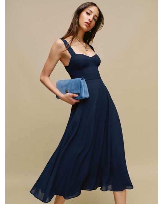 Reformation Lela Dress Lace 0 in Blue | Lyst
