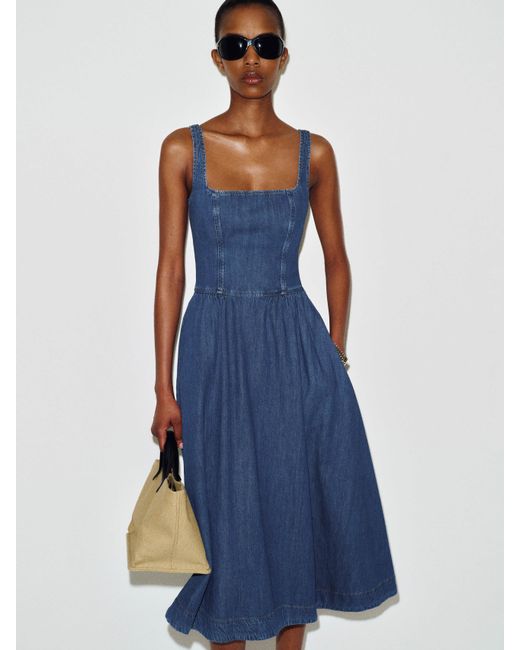 Reformation Blue Janu Denim Midi Dress 0