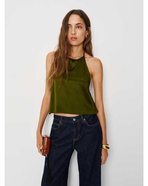 Reformation Blue Jeany Silk Top 0