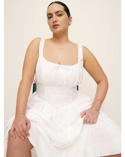 Reformation White Balia Linen Dress Es 16
