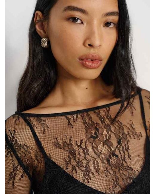 Reformation Black Marlow Top Lace