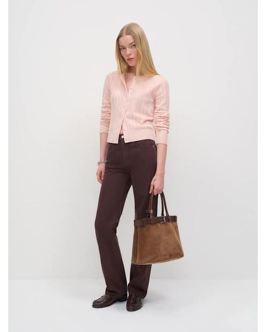 Reformation Pink Hannah Crew Cardigan Wool