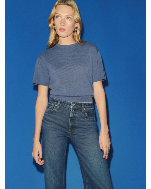 Reformation Blue Ziva Cashmere Sweater T-Shirt