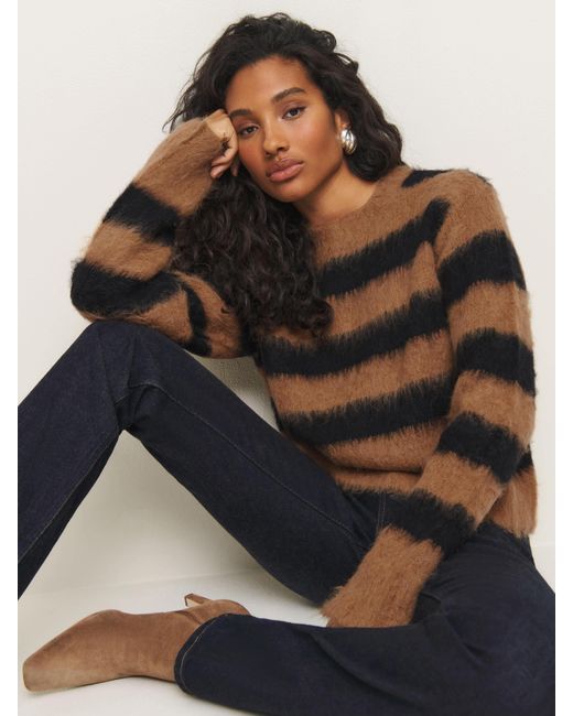Reformation Blue Jude Brushed Alpaca Crew