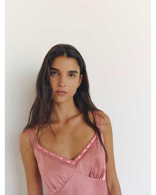 Reformation Pink Salome Silk Top