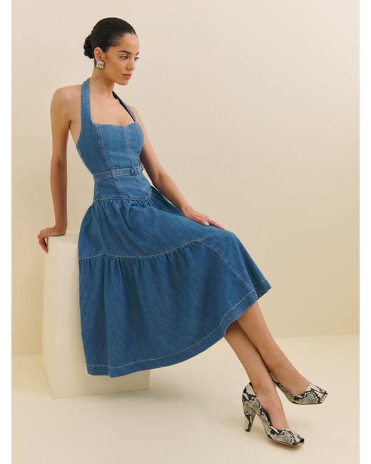 Reformation Blue Lilith Denim Midi Dress 2