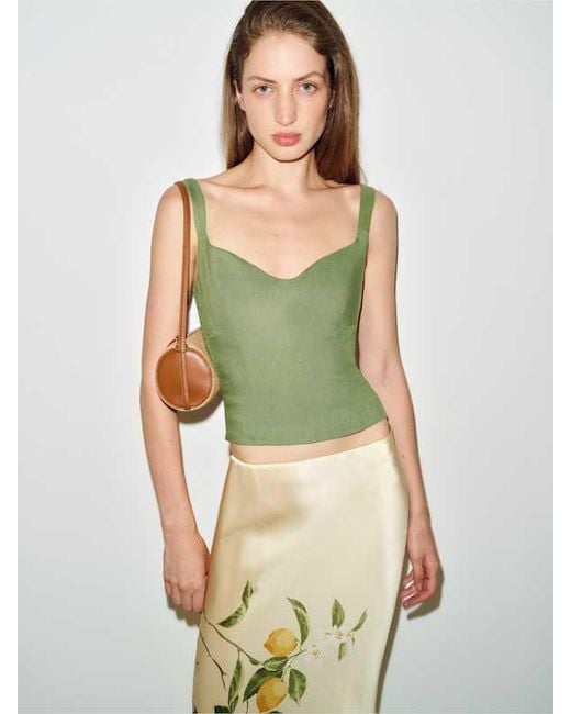 Reformation Metallic Yuri Linen Top Jade