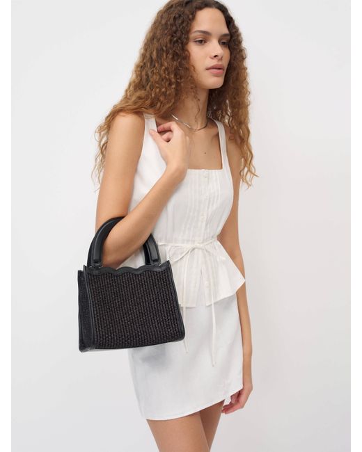 Reformation Black Emma Mini Bag Raffia
